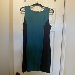 DKNY Teal and Black Midi Dress